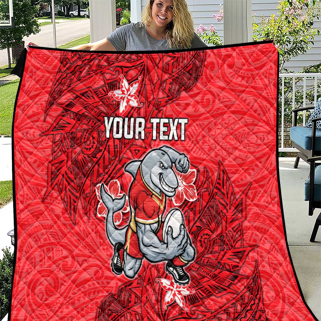 Personalised Dolphins Quilt Polynesian Tribal Pattern With Rugby Dolphin Mascot Art