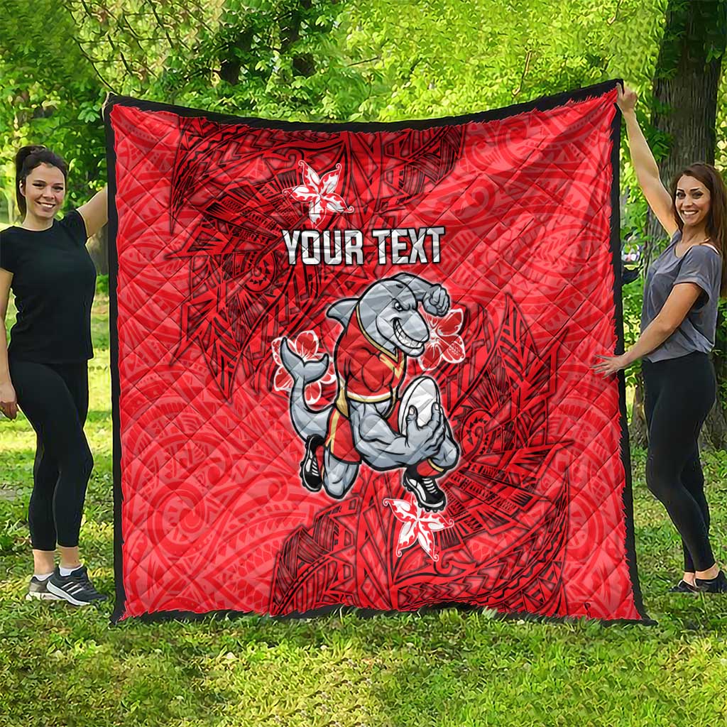 Personalised Dolphins Quilt Polynesian Tribal Pattern With Rugby Dolphin Mascot Art