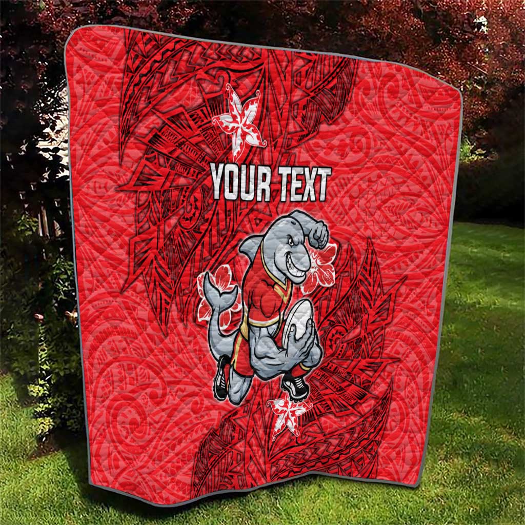 Personalised Dolphins Quilt Polynesian Tribal Pattern With Rugby Dolphin Mascot Art