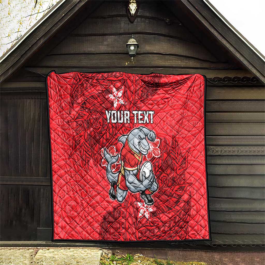 Personalised Dolphins Quilt Polynesian Tribal Pattern With Rugby Dolphin Mascot Art
