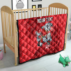Personalised Dolphins Quilt Polynesian Tribal Pattern With Rugby Dolphin Mascot Art