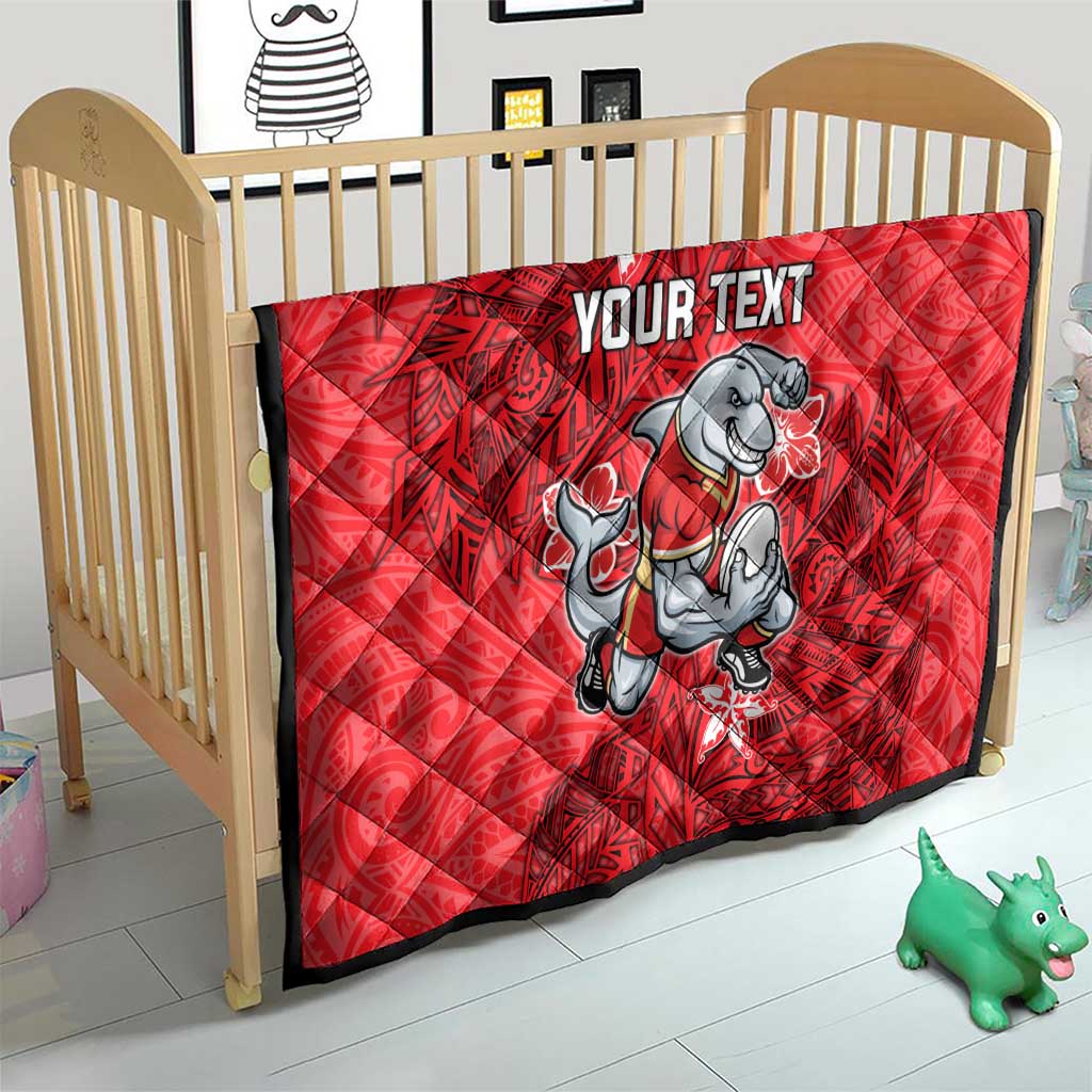Personalised Dolphins Quilt Polynesian Tribal Pattern With Rugby Dolphin Mascot Art