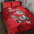 Personalised Dolphins Quilt Bed Set Polynesian Tribal Pattern With Rugby Dolphin Mascot Art