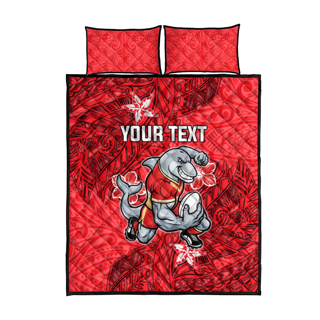 Personalised Dolphins Quilt Bed Set Polynesian Tribal Pattern With Rugby Dolphin Mascot Art