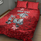 Personalised Dolphins Quilt Bed Set Polynesian Tribal Pattern With Rugby Dolphin Mascot Art