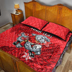 Personalised Dolphins Quilt Bed Set Polynesian Tribal Pattern With Rugby Dolphin Mascot Art