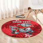 Personalised Dolphins Round Carpet Polynesian Tribal Pattern With Rugby Dolphin Mascot Art