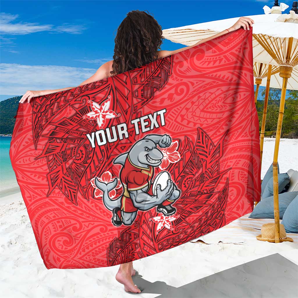 Personalised Dolphins Sarong Polynesian Tribal Pattern With Rugby Dolphin Mascot Art