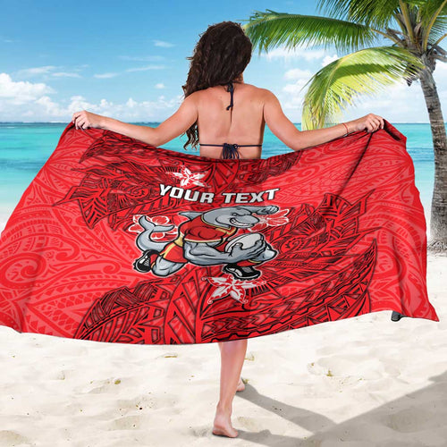 Personalised Dolphins Sarong Polynesian Tribal Pattern With Rugby Dolphin Mascot Art