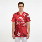 Personalised Dolphins Scrub Top Polynesian Tribal Pattern With Rugby Dolphin Mascot Art