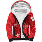 Personalised Dolphins Sherpa Hoodie Polynesian Tribal Pattern With Rugby Dolphin Mascot Art