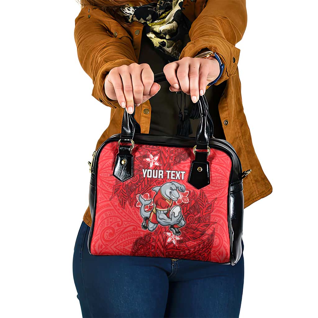Personalised Dolphins Shoulder Handbag Polynesian Tribal Pattern With Rugby Dolphin Mascot Art