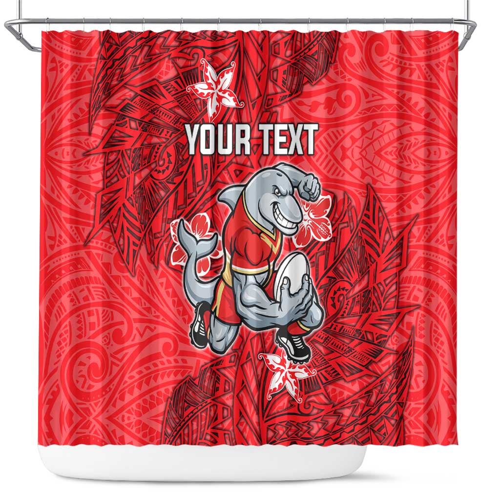 Personalised Dolphins Shower Curtain Polynesian Tribal Pattern With Rugby Dolphin Mascot Art