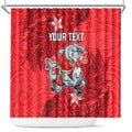 Personalised Dolphins Shower Curtain Polynesian Tribal Pattern With Rugby Dolphin Mascot Art