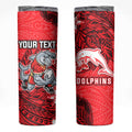 Personalised Dolphins Skinny Tumbler Polynesian Tribal Pattern With Rugby Dolphin Mascot Art