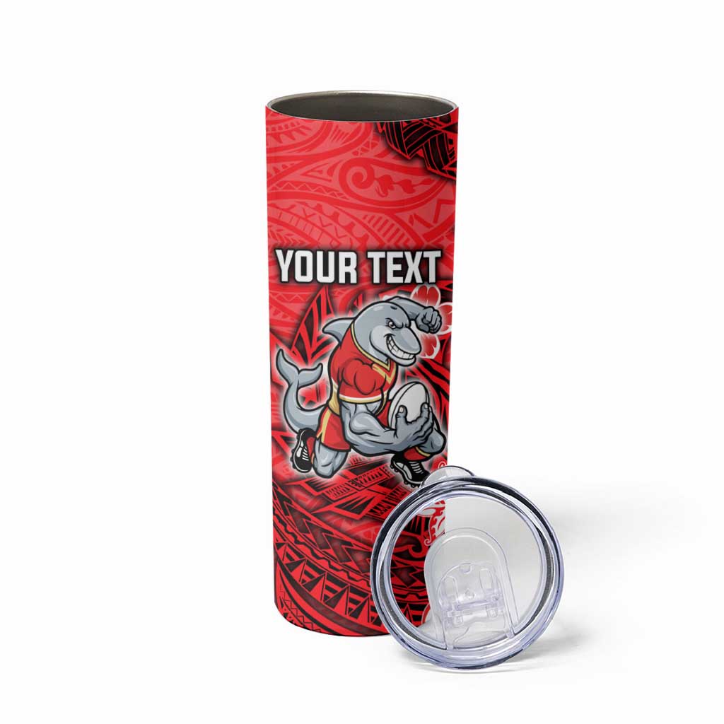 Personalised Dolphins Skinny Tumbler Polynesian Tribal Pattern With Rugby Dolphin Mascot Art