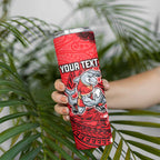 Personalised Dolphins Skinny Tumbler Polynesian Tribal Pattern With Rugby Dolphin Mascot Art