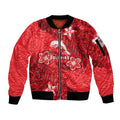 Personalised Dolphins Sleeve Zip Bomber Jacket Polynesian Tribal Pattern With Rugby Dolphin Mascot Art