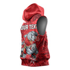 Personalised Dolphins Sleeveless Hoodie Polynesian Tribal Pattern With Rugby Dolphin Mascot Art