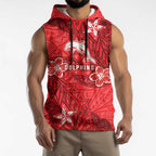Personalised Dolphins Sleeveless Hoodie Polynesian Tribal Pattern With Rugby Dolphin Mascot Art