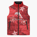 Personalised Dolphins Sleeveless Puffer Jacket Polynesian Tribal Pattern With Rugby Dolphin Mascot Art