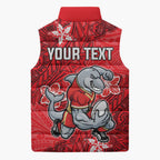 Personalised Dolphins Sleeveless Puffer Jacket Polynesian Tribal Pattern With Rugby Dolphin Mascot Art