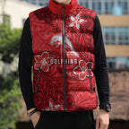 Personalised Dolphins Sleeveless Puffer Jacket Polynesian Tribal Pattern With Rugby Dolphin Mascot Art