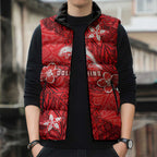 Personalised Dolphins Sleeveless Puffer Jacket Polynesian Tribal Pattern With Rugby Dolphin Mascot Art