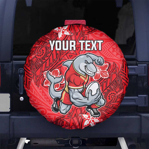 Personalised Dolphins Spare Tire Cover Polynesian Tribal Pattern With Rugby Dolphin Mascot Art