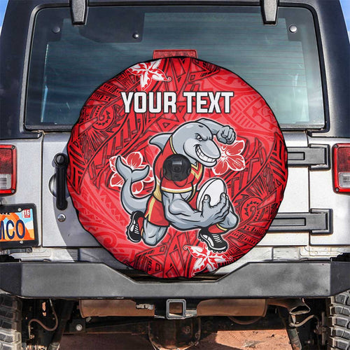 Personalised Dolphins Spare Tire Cover Polynesian Tribal Pattern With Rugby Dolphin Mascot Art