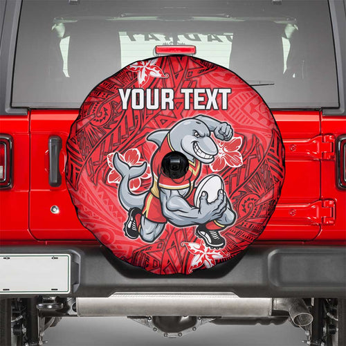Personalised Dolphins Spare Tire Cover Polynesian Tribal Pattern With Rugby Dolphin Mascot Art