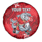 Personalised Dolphins Spare Tire Cover Polynesian Tribal Pattern With Rugby Dolphin Mascot Art