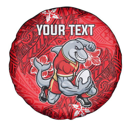 Personalised Dolphins Spare Tire Cover Polynesian Tribal Pattern With Rugby Dolphin Mascot Art