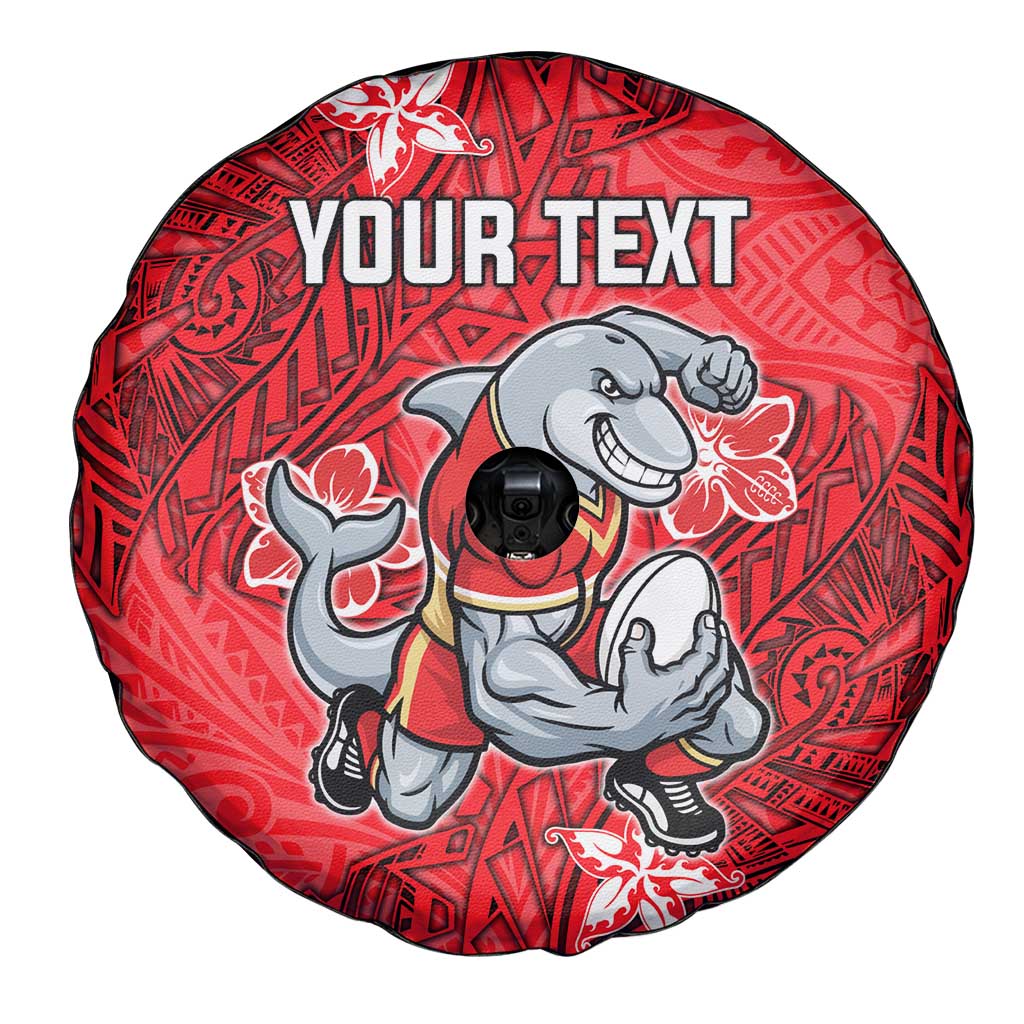 Personalised Dolphins Spare Tire Cover Polynesian Tribal Pattern With Rugby Dolphin Mascot Art