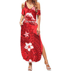 Personalised Dolphins Summer Maxi Dress Polynesian Tribal Pattern With Rugby Dolphin Mascot Art