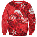 Personalised Dolphins Sweatshirt Polynesian Tribal Pattern With Rugby Dolphin Mascot Art