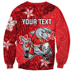 Personalised Dolphins Sweatshirt Polynesian Tribal Pattern With Rugby Dolphin Mascot Art