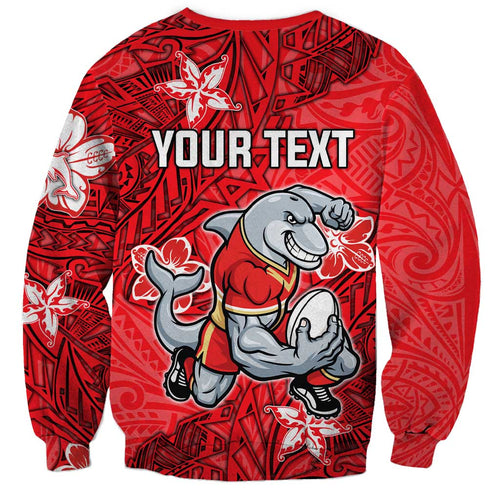 Personalised Dolphins Sweatshirt Polynesian Tribal Pattern With Rugby Dolphin Mascot Art