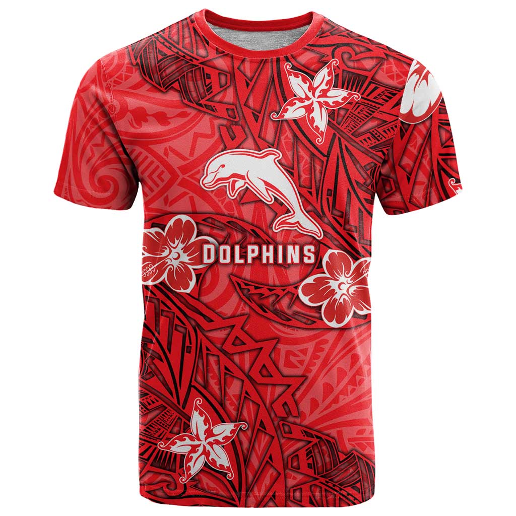 Personalised Dolphins T Shirt Polynesian Tribal Pattern With Rugby Dolphin Mascot Art