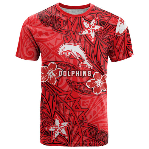 Personalised Dolphins T Shirt Polynesian Tribal Pattern With Rugby Dolphin Mascot Art