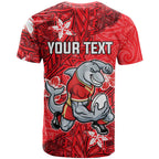 Personalised Dolphins T Shirt Polynesian Tribal Pattern With Rugby Dolphin Mascot Art