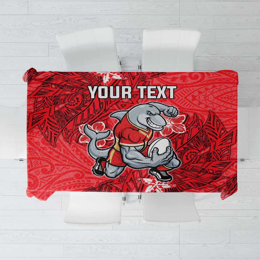 Personalised Dolphins Tablecloth Polynesian Tribal Pattern With Rugby Dolphin Mascot Art
