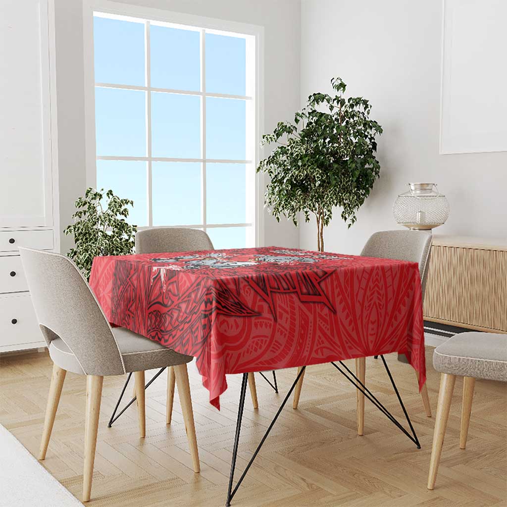 Personalised Dolphins Tablecloth Polynesian Tribal Pattern With Rugby Dolphin Mascot Art