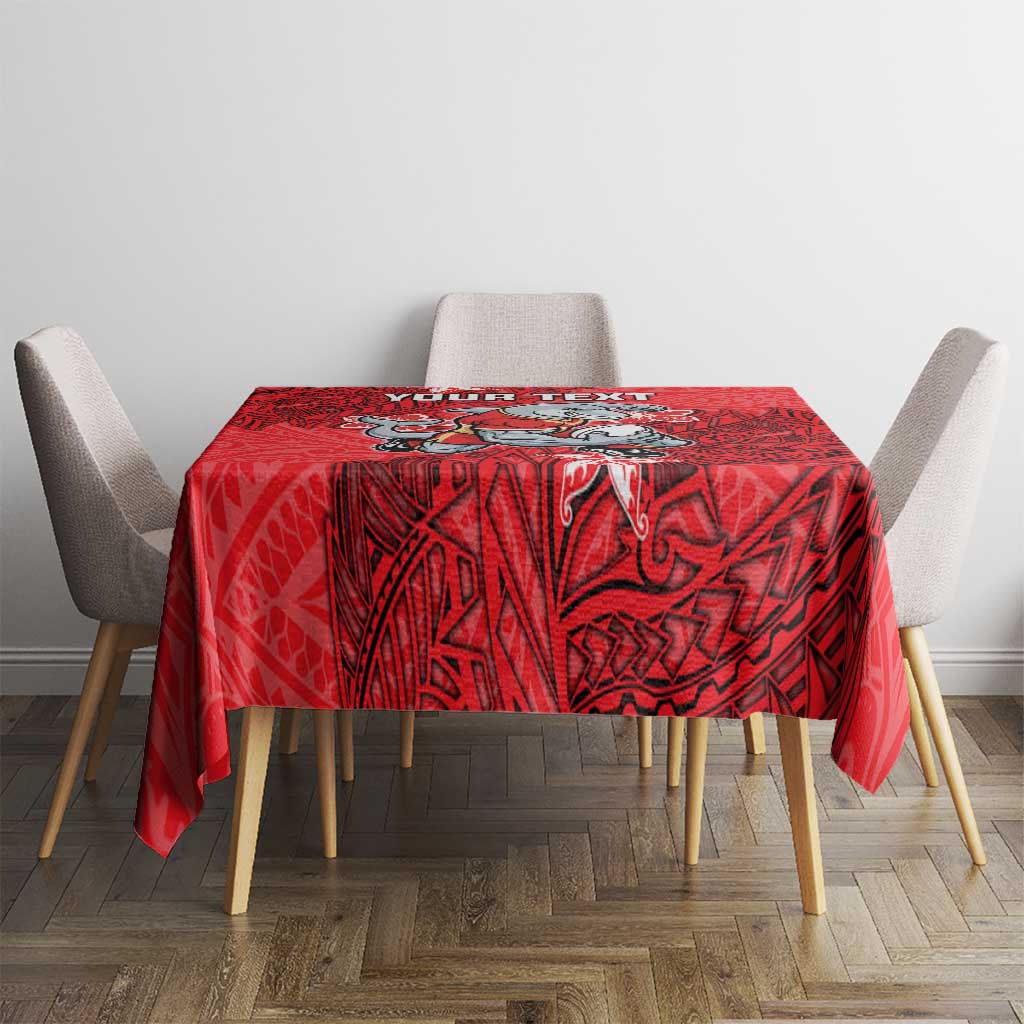 Personalised Dolphins Tablecloth Polynesian Tribal Pattern With Rugby Dolphin Mascot Art