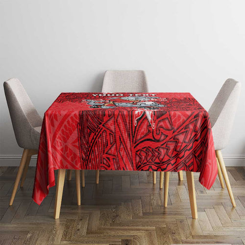 Personalised Dolphins Tablecloth Polynesian Tribal Pattern With Rugby Dolphin Mascot Art