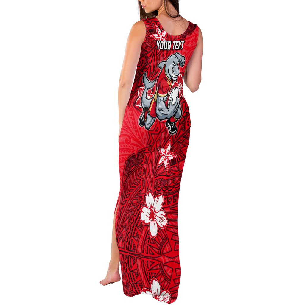 Personalised Dolphins Tank Maxi Dress Polynesian Tribal Pattern With Rugby Dolphin Mascot Art