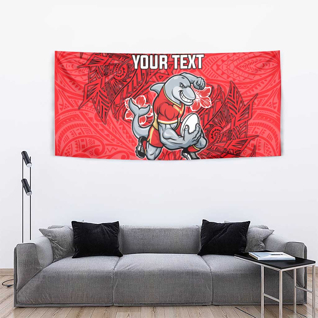 Personalised Dolphins Tapestry Polynesian Tribal Pattern With Rugby Dolphin Mascot Art
