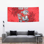 Personalised Dolphins Tapestry Polynesian Tribal Pattern With Rugby Dolphin Mascot Art