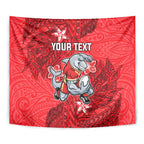 Personalised Dolphins Tapestry Polynesian Tribal Pattern With Rugby Dolphin Mascot Art