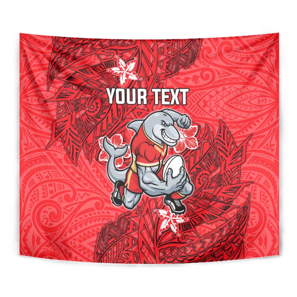 Personalised Dolphins Tapestry Polynesian Tribal Pattern With Rugby Dolphin Mascot Art
